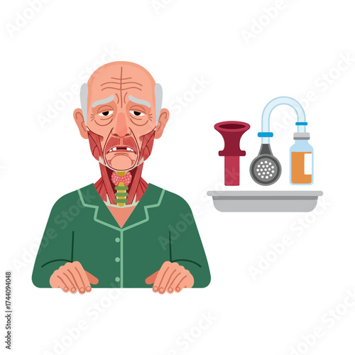 Vulnerable elderly man facing health challenges, thyroid issues, and potential medical treatments with a sense of worry and uncertainty in healthcare