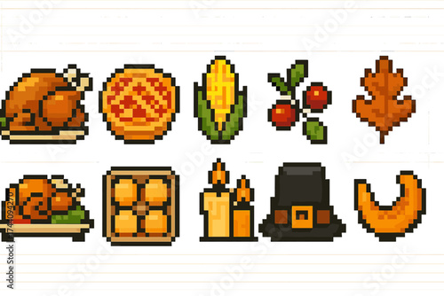 Thanksgiving 3d icon set. holiday, turkey, harvest, fall collection for seasonal design