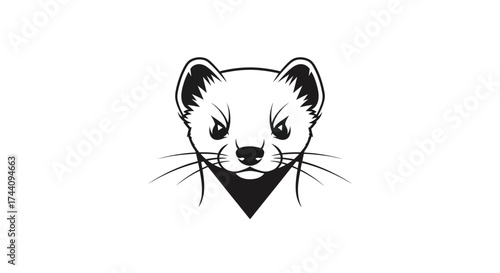 Black and white stoat or weasel head logo animal wildlife