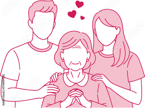 Family love illustration generation care together happy drawing