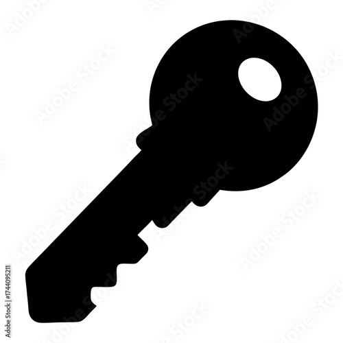 Vector art of key silhouette representing access, security, solution, and the unlocking of opportunities and potential