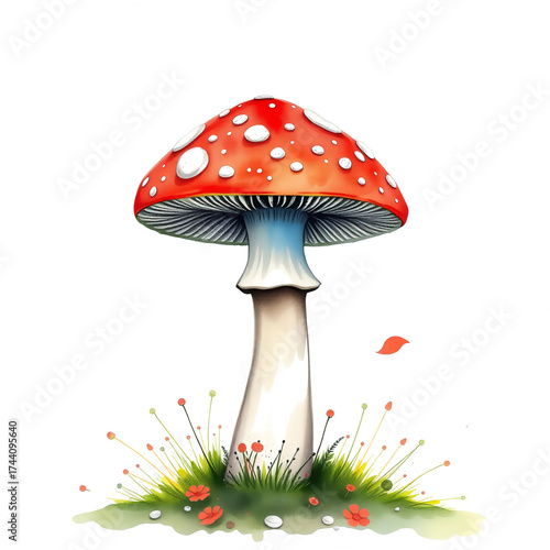 Wallpaper Mural poisonous mushroom, fly agaric, toadstool. watercolor drawing. artificial intelligence generator, AI, neural network image. background for the design Torontodigital.ca