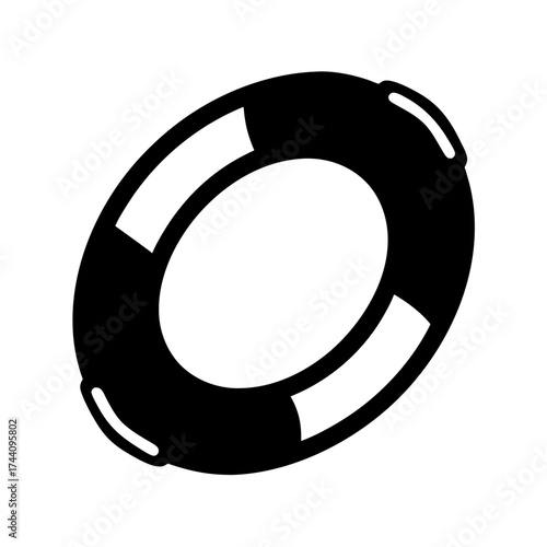 Vector art of black silhouette of a lifebuoy simple vector illustration of a life preserver or ring buoy for safety