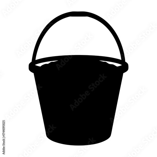 Vector art of black silhouette of a bucket simple vector illustration of a pail for carrying water or other liquids