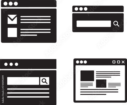 web icon set vector design symbol of internet web site and mobile app