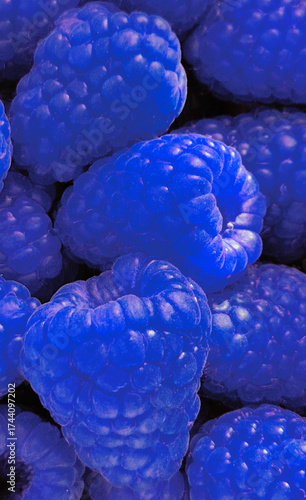 raspberries in blue