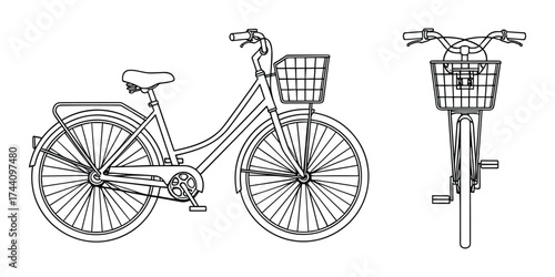 City Bicycle Blueprint Illustration