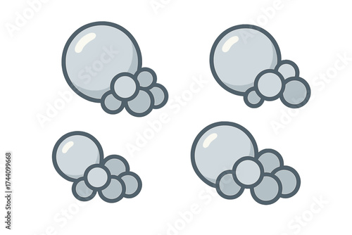 Stylized gray soap bubbles or foam clusters for washing and hygiene concepts