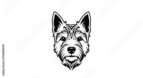 Black and white terrier dog head logo silhouette