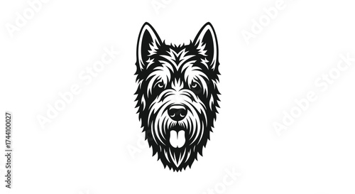 Black and white terrier dog head tribal tattoo style vector