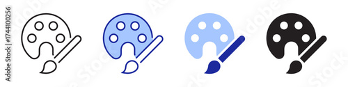 Palette icon, Art icon, outline and flat style vector illustration