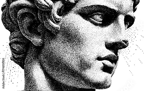 Classic roman statue with detailed stipple dotwork for artistic prints
