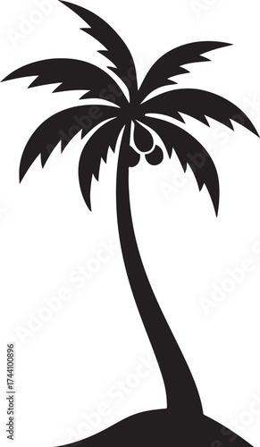 tropical coconut, palm tree silhouette