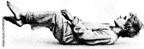 Tranquil restful moment in dotwork stipple art - sleeping figure illustration