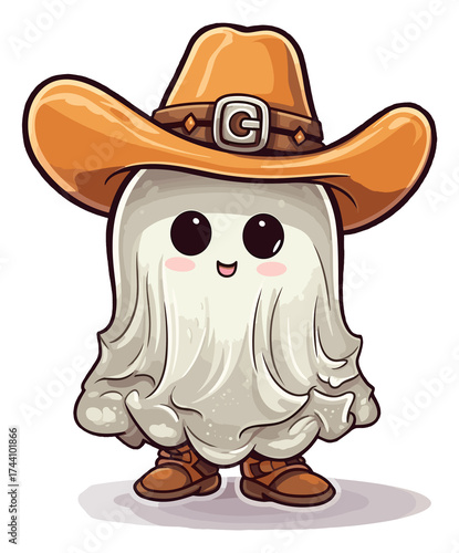 Ghost Cowboys Yehaw Ride: Haunts and Howls - cartoon cute halloween cutout ghost