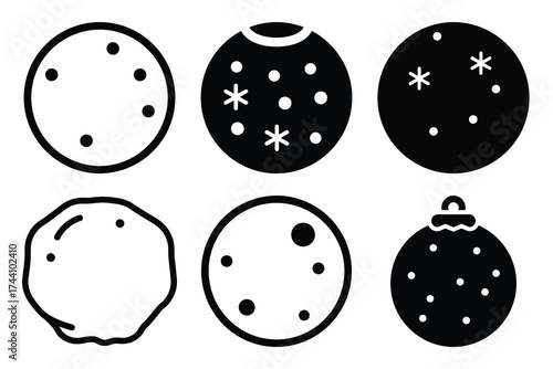 winter snowball silhouette christmas vector icon set