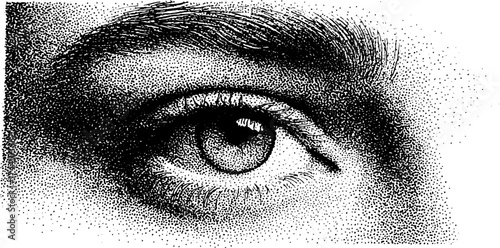 Intricate dotwork stippling artwork of an abstract eye for creative design