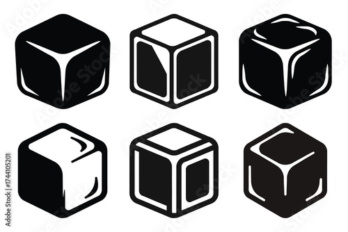 ice cube silhouette christmas vector icon set