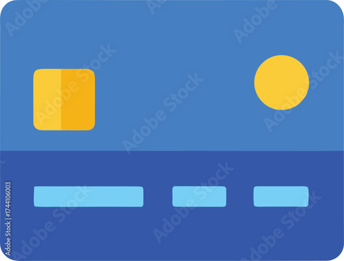 Blue credit card with chip payment banking vector illustration transparent background