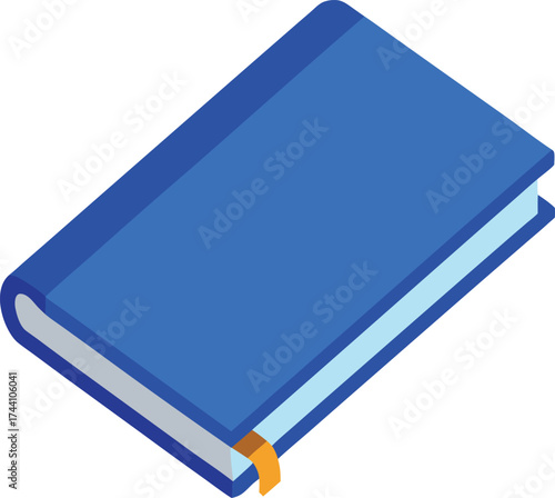 Closed blue hardcover notebook vector illustration blank pages ready transparent background