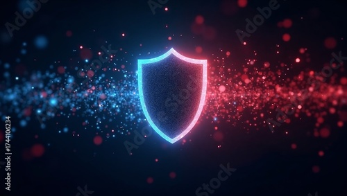 Abstract Cybersecurity Background: Hexagonal Shield Deflecting Malicious Code

