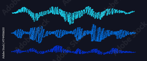 Sound crayon wave line. Abstract pulse beat stripe