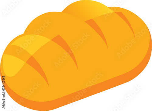 Golden bakery fresh bread loaf vector illustration for food concepts transparent background