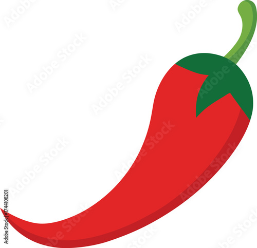 Curved red chili pepper vector illustration spicy vegetable icon transparent background