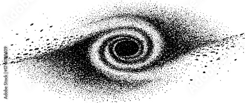 Intricate dotwork stipple illustration of a geometric spiral design