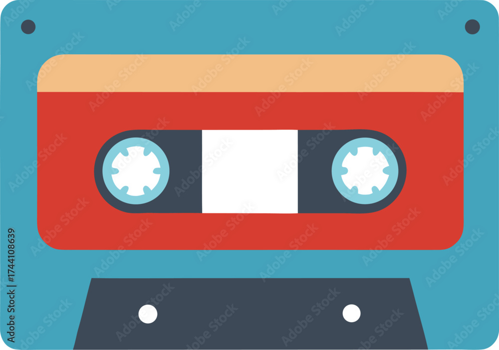 Naklejka premium Retro cassette tape vector illustration transparent window audio music transparent background