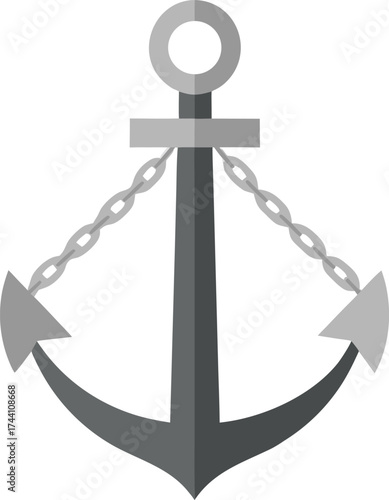 Silver anchor symbolizing stability vector illustration transparent background