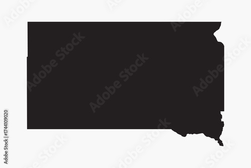 Vector graphic artwork suitable for print and web containing flat detailed map of SOUTH DAKOTA