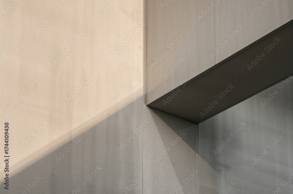 Fototapeta premium Morning light sculpts concrete geometry into a quiet balance of form and tone