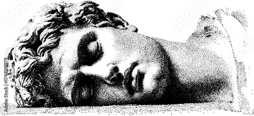 Artistic dotwork stipple illustration of classical sculpture