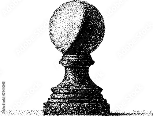 Intricate dotwork stippling of a classic chess pawn for design and decoration