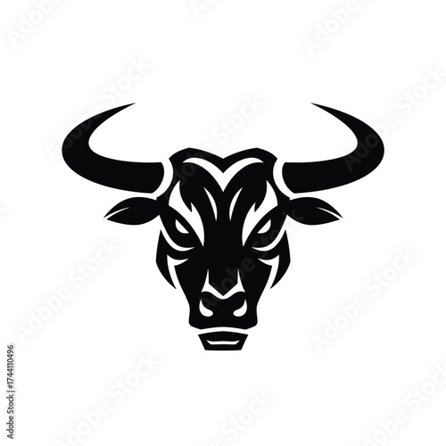 Black bull head logo on white background vector illustration