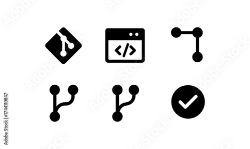 Minimalist coding and version control icons for development projects