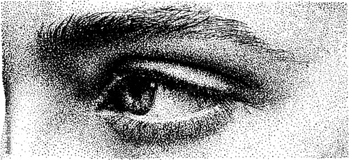 Intricate dotwork stipple art of human eye for design and decoration