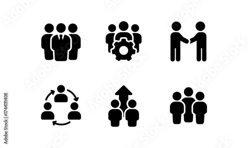 Teamwork silhouettes: collaboration and partnership icons for business