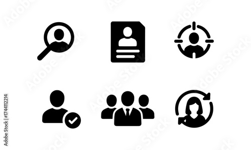 Minimalist human resource icons for recruitment and employee management