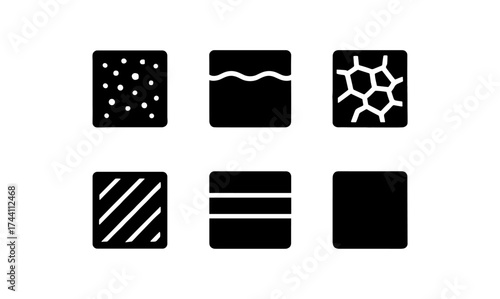 Minimalist black and white texture icons set