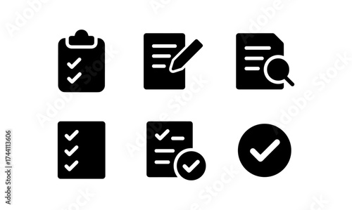 Minimalist check mark icons set for task and document management