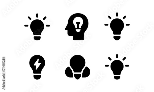 Creative light bulb silhouette icons for innovative ideas and solutions