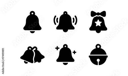 Set of minimalist bell icons for notifications and celebrations