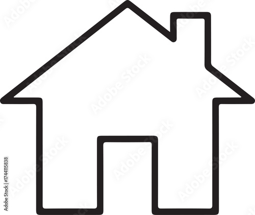 Black house outline icon on white background home building