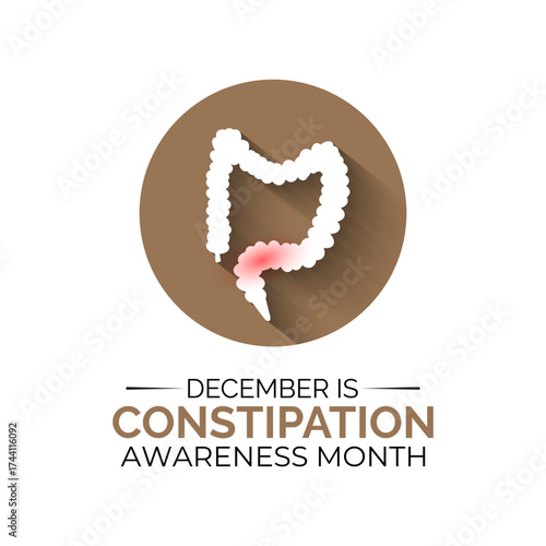 Constipation awareness month is observed every year in December background, banner or poster design template. Pelvic pain stomachache medical healthcare concept.  Gastrointestinal, diarrheas.