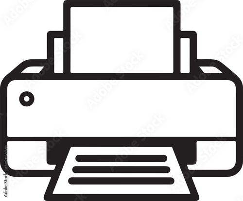 Printer Icon With Paper Output On White Background Keywords: printer, printing, office equipment