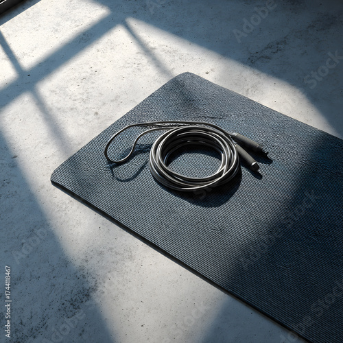 Jump Rope on Yoga Mat with Morning Light