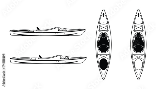 Kayak Boat Black White Views