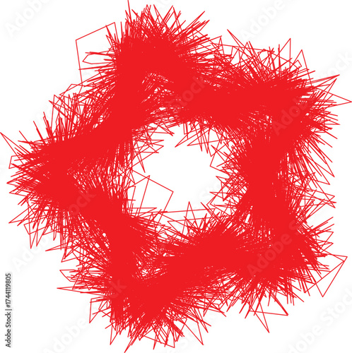 Abstract chaotic red starburst pattern, energetic and dynamic design
